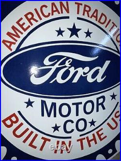 30 Vintage Ford Porcelain Sign American Car Truck Auto Gas Oil Service Dealer