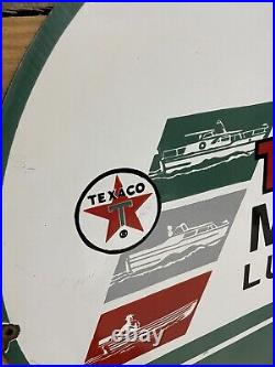 30 Vintage Texaco Porcelain Sign Marine Boat Fuel Oil Sales Service Car Truck