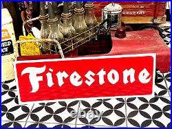 36 FIRESTONE VINTAGE style Hand Painted Metal SIGN TIRES CAR TRUCK AUTO OIL GAS