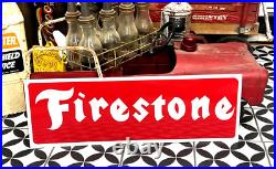 36 FIRESTONE VINTAGE style Hand Painted Metal SIGN TIRES CAR TRUCK AUTO OIL GAS