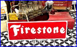 36 FIRESTONE VINTAGE style Hand Painted Metal SIGN TIRES CAR TRUCK AUTO OIL GAS