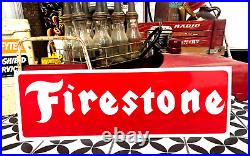 36 FIRESTONE VINTAGE style Hand Painted Metal SIGN TIRES CAR TRUCK AUTO OIL GAS