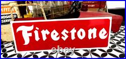36 FIRESTONE VINTAGE style Hand Painted Metal SIGN TIRES CAR TRUCK AUTO OIL GAS