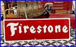 36 FIRESTONE VINTAGE style Hand Painted Metal SIGN TIRES CAR TRUCK AUTO OIL GAS