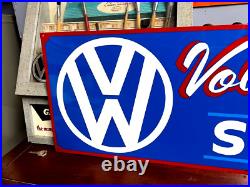 36 Hand Painted Vintage Volkswagen SERVICE SIGN VW Bug CAR Gas Oil Dealership