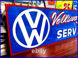 36 Hand Painted Vintage Volkswagen SERVICE SIGN VW Bug CAR Gas Oil Dealership