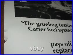 5 vtg CARTER Carburetor Muscle Garage Shop 22 x 29 promo info retail Poster