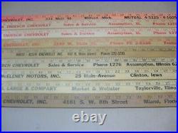 9 Vintage Chevrolet Dealer Yardsticks 1960 thru 1968 Various dealerships