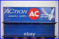 AC Spark Plug Advertising sign Glass Jar Service Station Display Rack auto VTG