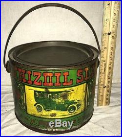 Antique Whiz Oil Soap Tin Litho Can Vintage Car Auto Cleaner Rm Hollingshead Gas
