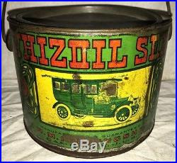 Antique Whiz Oil Soap Tin Litho Can Vintage Car Auto Cleaner Rm Hollingshead Gas