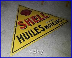 Ancienne plaque emaillée de garage automobile shell old vintage enamel sign