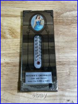 Antique Glass Mirror Chevrolet Chevy Thermometer Homer City Pennsylvania