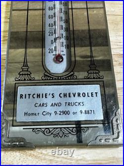 Antique Glass Mirror Chevrolet Chevy Thermometer Homer City Pennsylvania