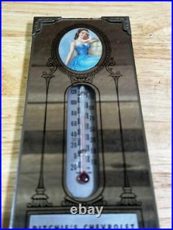 Antique Glass Mirror Chevrolet Chevy Thermometer Homer City Pennsylvania