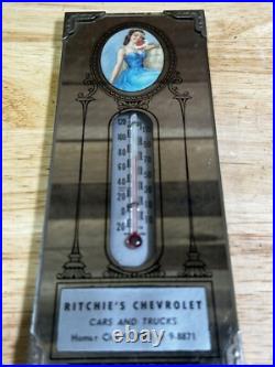 Antique Glass Mirror Chevrolet Chevy Thermometer Homer City Pennsylvania