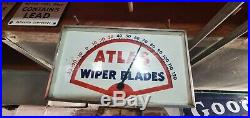 Antique Vintage ATLAS WIPER BLADES Metal Advertising Sign Thermometer Automobile