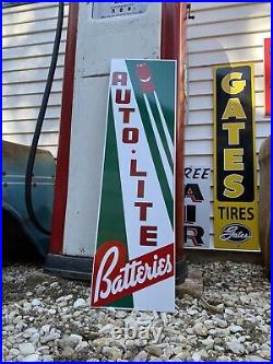 Antique Vintage Old Style Auto Lite Batteries Gas Oil Sign
