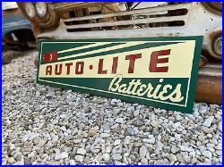 Antique Vintage Old Style Auto Lite Batteries Sign