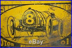 Antique Vintage Race Car 8 Motor Oil Tin Gas Oil Can 1/2 Gallon Cap Soldered
