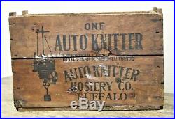 Antique Vintage Wood Sock Auto Knitter Crate Box- Buffalo NY- Textile Shipping