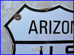 Arizona Route US 66 Highway motor car oil gas vintage porcelain sign