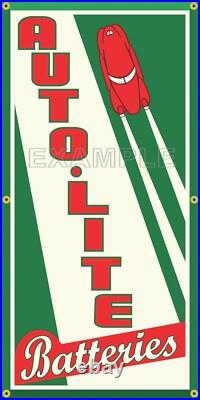 Auto Lite Batteries Dealer Gas Station Vintage Old Sign Remake Banner Sign