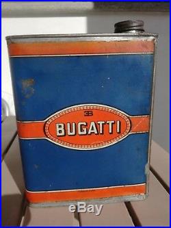 BUGATTI FULL 1930s Antique Vintage Oil Can Super Rare Car Garage Auto Tin