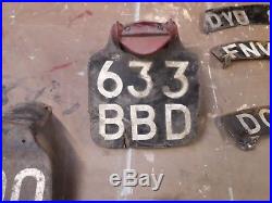 Barn find. Vintage number plates. Mancave. Garage display