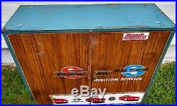 Blue Streak Ignition Service Vintage Auto Parts 3 Shelf Station Wall Cabinet