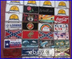 Booster License Plate Lot of 50 Metal Advertising Car Dealer USA Vintage Current