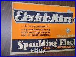 C. 1927 Spaulding Electric Motors Detroit Street Railway Trolley Car Sign Vintage
