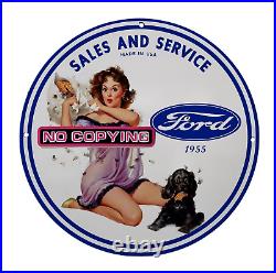 CAR OIL Ford 1955 PORCELAIN VINTAGE STYLE GAS PUMP SIGN