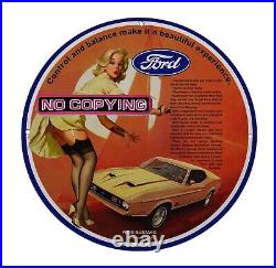 CAR OIL Ford 1972 Mustang PORCELAIN VINTAGE STYLE GAS PUMP SIGN