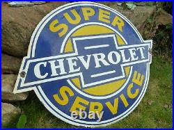 CHEVROLET Porcelain Sign Advertising Vintage Service 24 Domed old Chevy USA