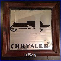 CHRYSLER Car/bike Framed Etched Glass Mirror-Vintage Promotional Display Advert