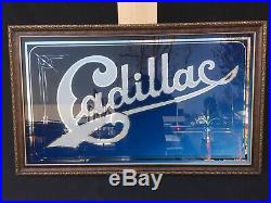 Cadillac Sign Vintage Mirrored 46x28 1940s Showroom Americana Eldorado Mirror