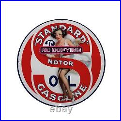 Car Oil Standard Motor Gasoline Power Porcelain Vintage Style Gas Pump Sign