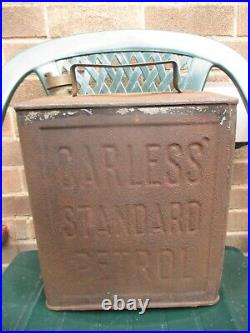 Carless Standard Petrol 2 Gallon Petrol Oil Fuel Can Tin Vintage