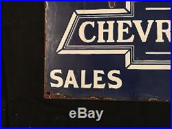 Chevrolet Motors Sales Service 1940's Vintage Porcelain Porcelain Enamel sign
