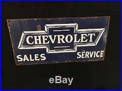 Chevrolet Motors Sales Service 1940's Vintage Porcelain Porcelain Enamel sign
