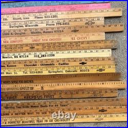 Chevrolet Vintage Dealer Advertising Wooden Rulers/Yardsticks Lot'61'62'67