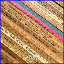 Chevrolet Vintage Dealer Advertising Wooden Rulers/Yardsticks Lot'61'62'67