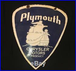 Chrysler Plymouth Motor Products 1940's Vintage Porcelain 2 Sided Enamel sign