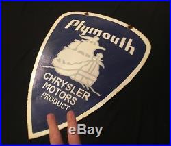 Chrysler Plymouth Motor Products 1940's Vintage Porcelain 2 Sided Enamel sign