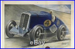 Citroen Une 8 CV. Racing Car Original Vintage Automotive Poster by Piere Louys