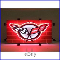 Corvette Neon Sign GM Vintage Style C5 body style lamp light racing flags