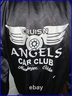 Cruisin Angels Car Club Vintage Satin Jacket Medium Muskogee Oklahoma