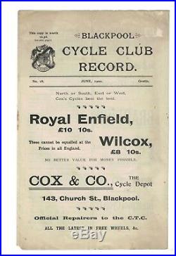 Cyclists Touring Club enamel Sign Vintage 1900 blackpool cycle record & Badge