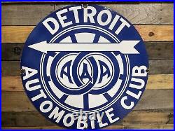 Detroit Automobile Club Vintage Porcelain Sign Aaa Association Car Truck 30 USA